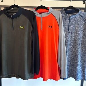 Three men’s Under Armour quarter zips size XXL